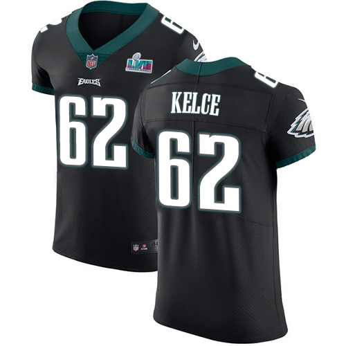 Eagles #62 Jason Kelce Black Super Bowl LVII Patch Alternate Men's Stitched Vapor Untouchable Elite Jersey cheap jerseys for sale - CheapJerseys.Shop