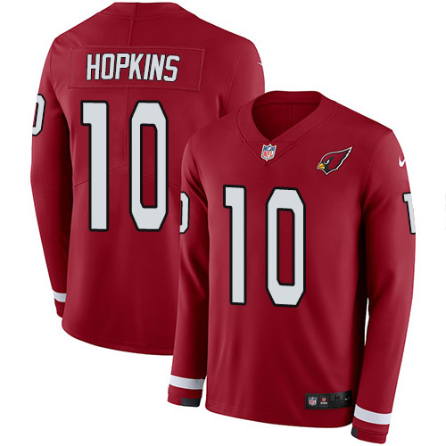 Cardinals #10 DeAndre Hopkins Red Team Color Youth Stitched Limited Therma Long Sleeve Jersey cheap jerseys for sale - CheapJerseys.Shop