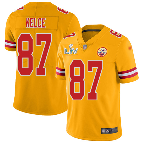 Chiefs #87 Travis Kelce Gold Youth Super Bowl LV Bound Stitched Limited Inverted Legend Jersey cheap jerseys for sale - CheapJerseys.Shop