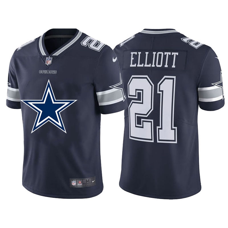 Dallas Cowboys #21 Ezekiel Elliott Navy Blue Men's Big Team Logo Vapor Limited Jersey cheap jerseys for sale - CheapJerseys.Shop