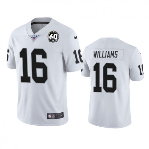 Las Vegas Raiders #16 Tyrell Williams White 60th Anniversary Vapor Limited Stitched 100th Season Jersey Men's cheap jerseys for sale - CheapJerseys.Shop