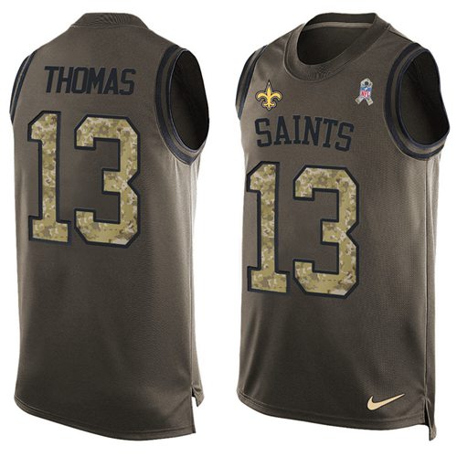 Saints #13 Michael Thomas Green Men's Stitched Limited Salute To Service Tank Top Jersey cheap jerseys for sale - CheapJerseys.Shop