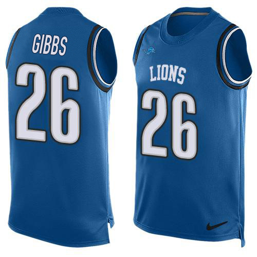 Lions #26 Jahmyr Gibbs Blue Team Color Men's Stitched Limited Tank Top Jersey cheap jerseys for sale - CheapJerseys.Shop