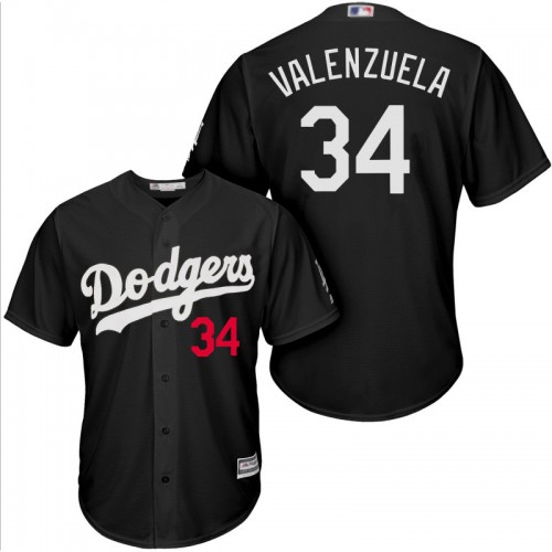 Los Angeles Dodgers #34 Fernando Valenzuela Black Turn Back The Clock Stitched Jersey Men's cheap jerseys for sale - CheapJerseys.Shop