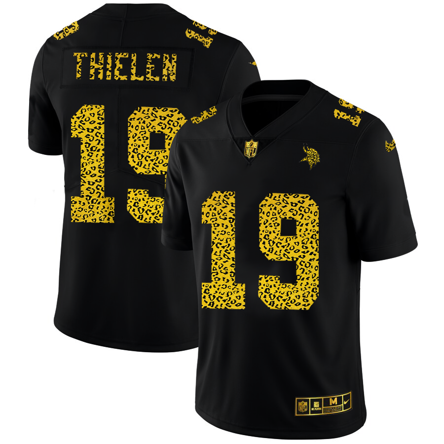 Minnesota Vikings #19 Adam Thielen Men's Leopard Print Fashion Vapor Limited Jersey Black cheap jerseys for sale - CheapJerseys.Shop
