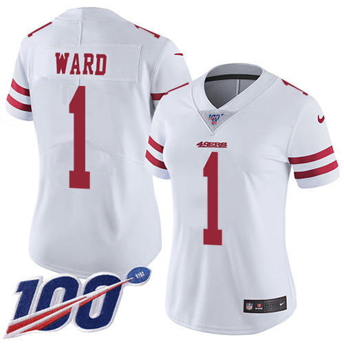 49ers #1 Jimmie Ward White Women's Stitched 100th Season Vapor Limited Jersey cheap jerseys for sale - CheapJerseys.Shop