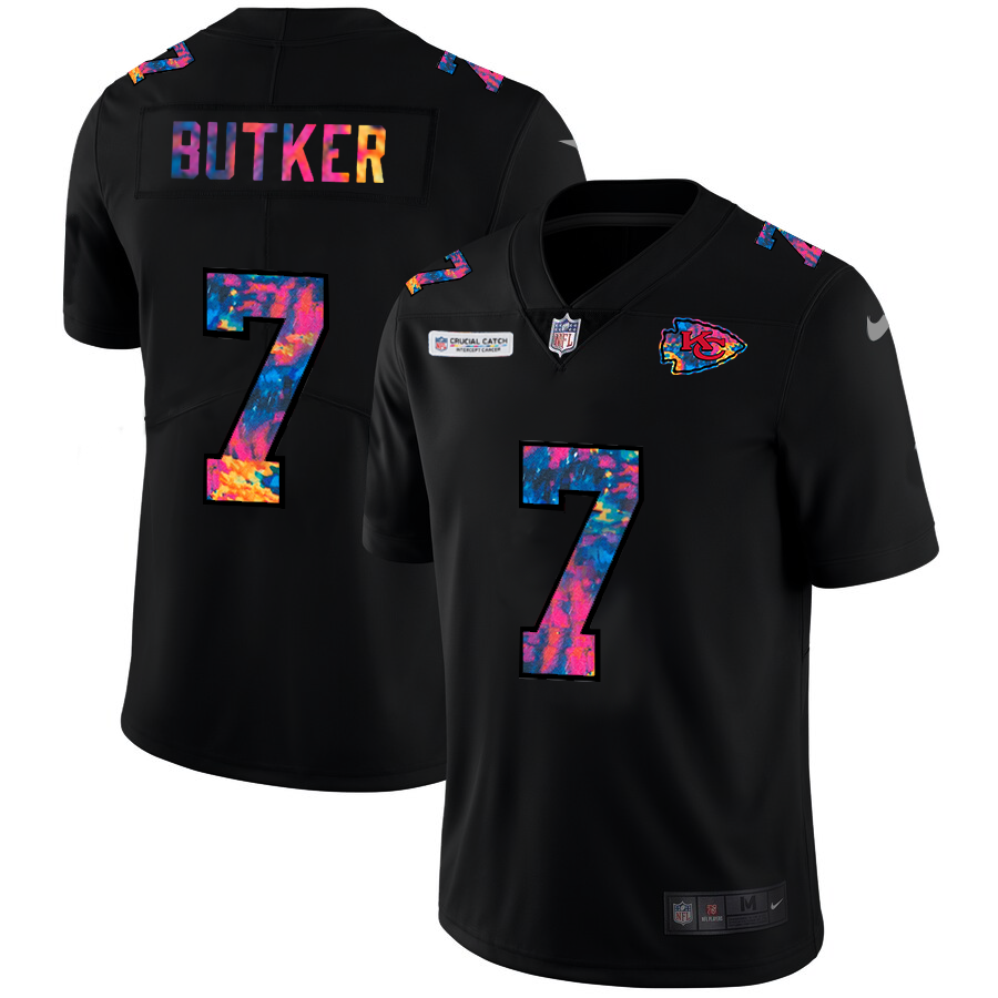 Kansas City Chiefs #7 Harrison Butker Men's Multi-Color Black 2020 Crucial Catch Vapor Untouchable Limited Jersey cheap jerseys for sale - CheapJerseys.Shop