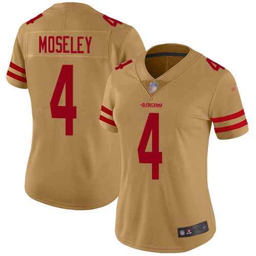 San Francisco 49ers #4 Emmanuel Moseley Gold Women's Stitched Limited Inverted Legend Jersey Womens cheap jerseys for sale - CheapJerseys.Shop