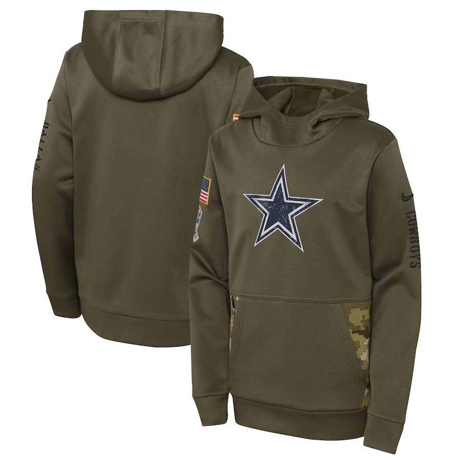 Dallas Cowboys Youth 2022 Salute To Service Performance Pullover Hoodie - Olive cheap jerseys for sale - CheapJerseys.Shop