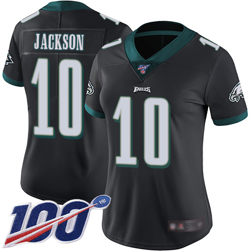 Philadelphia Eagles #10 DeSean Jackson Black Alternate Women's Stitched 100th Season Vapor Limited Jersey Womens cheap jerseys for sale - CheapJerseys.Shop