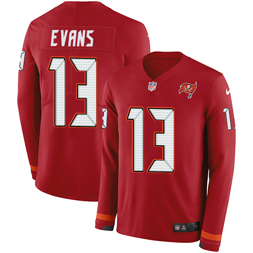 Buccaneers #13 Mike Evans Red Team Color Men's Stitched Limited Therma Long Sleeve Jersey cheap jerseys for sale - CheapJerseys.Shop