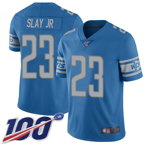 Detroit Lions #23 Darius Slay Jr Blue Team Color Men's Stitched 100th Season Vapor Limited Jersey Men's cheap jerseys for sale - CheapJerseys.Shop