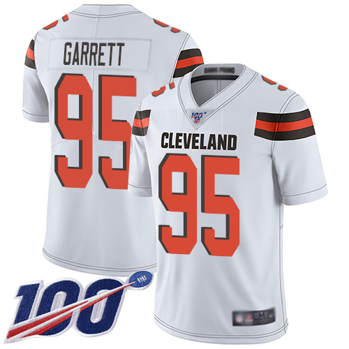 Browns #95 Myles Garrett White Men's Stitched 100th Season Vapor Limited Jersey cheap jerseys for sale - CheapJerseys.Shop