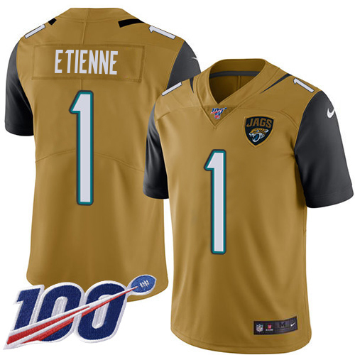 Jaguars #1 Travis Etienne Gold Youth Stitched Limited Rush 100th Season Jersey cheap jerseys for sale - CheapJerseys.Shop