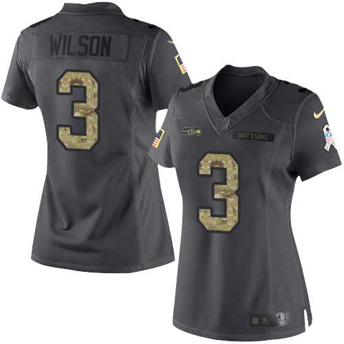Seattle Seahawks #3 Russell Wilson Black Women's Stitched Limited 2016 Salute to Service Jersey Womens cheap jerseys for sale - CheapJerseys.Shop