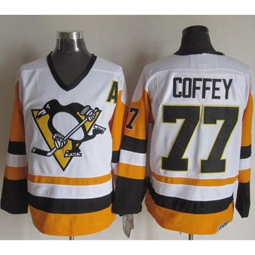 Pittsburgh Penguins #77 Paul Coffey White/Black CCM Throwback Stitched Jersey Men's cheap jerseys for sale - CheapJerseys.Shop