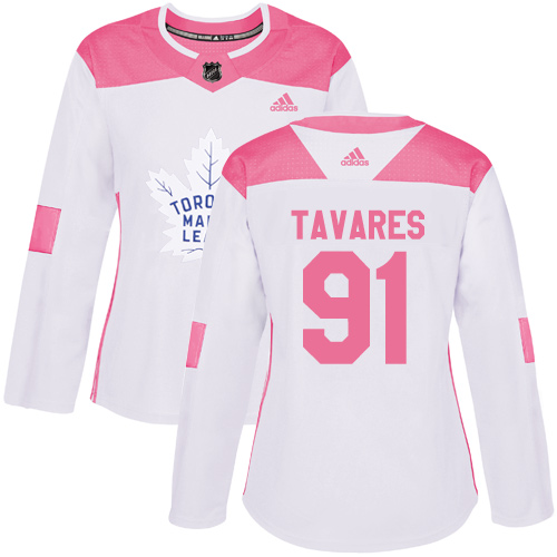 Maple Toronto Maple Leafs #91 John Tavares White/Pink Authentic Fashion Women's Stitched Jersey Womens cheap jerseys for sale - CheapJerseys.Shop