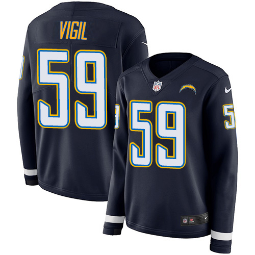 Los Angeles Chargers #59 Nick Vigil Navy Blue Team Color Women's Stitched Limited Therma Long Sleeve Jersey Womens cheap jerseys for sale - CheapJerseys.Shop