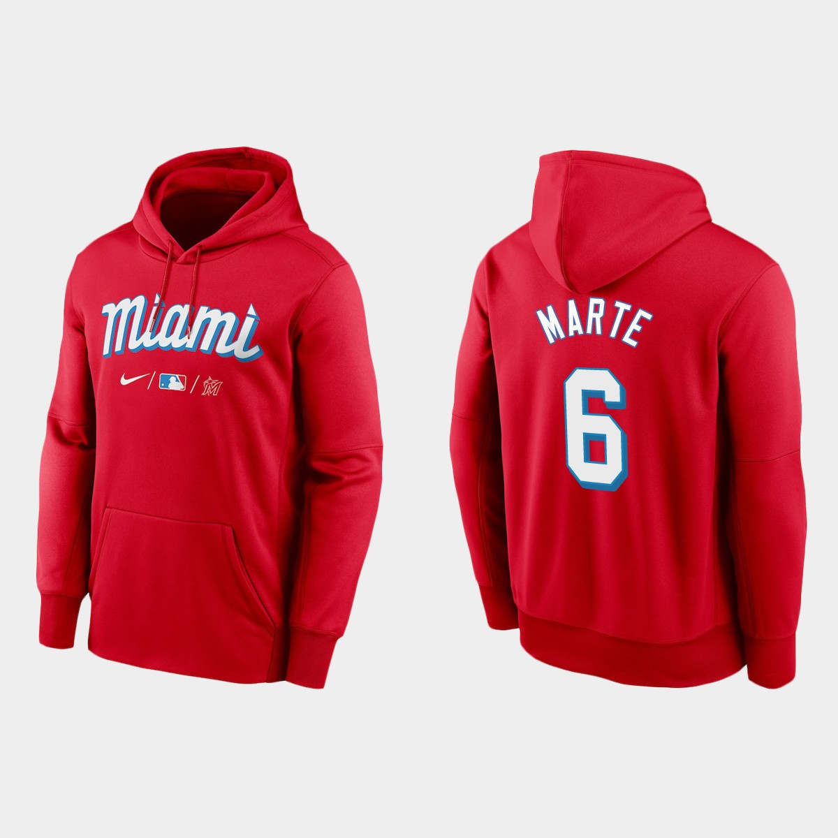 Miami Marlins #6 Starling Marte Men's 2021 City Connect Therma Hoodie Red cheap jerseys for sale - CheapJerseys.Shop