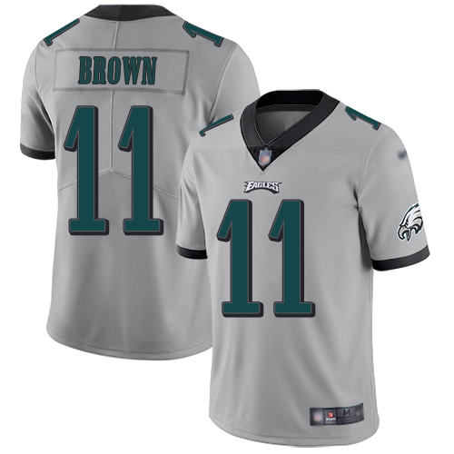 Eagles #11 A.J. Brown Silver Men's Stitched Limited Inverted Legend Jersey cheap jerseys for sale - CheapJerseys.Shop