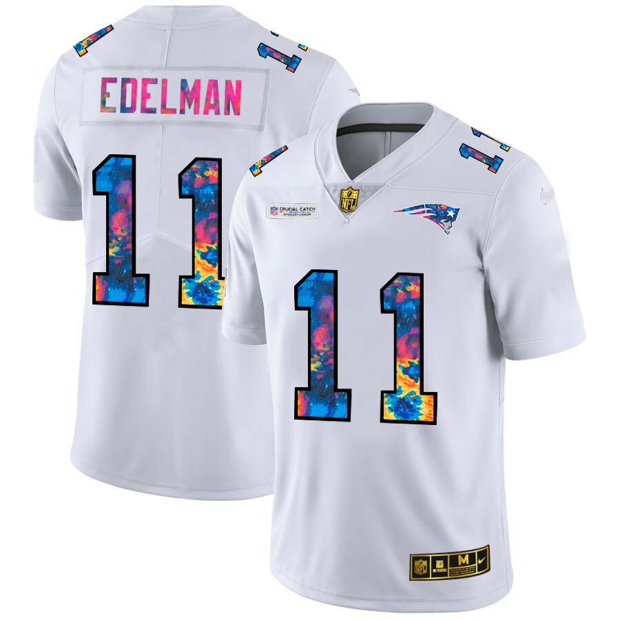 New England Patriots #11 Julian Edelman Men's White Multi-Color 2020 Crucial Catch Limited Jersey cheap jerseys for sale - CheapJerseys.Shop