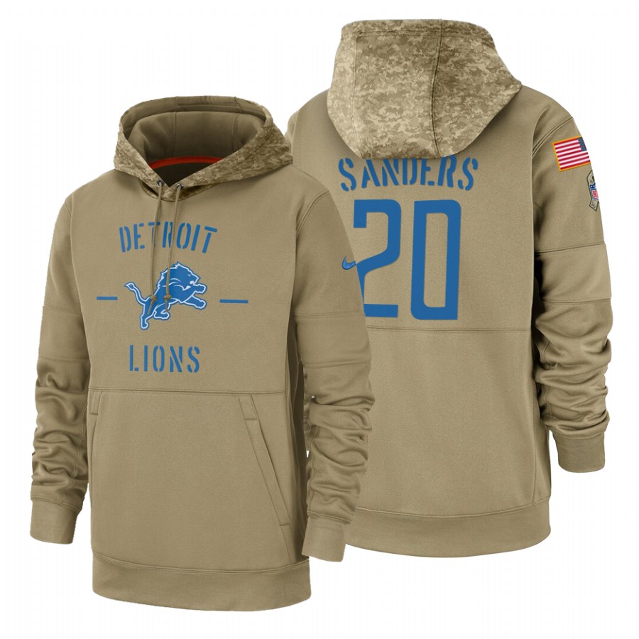 Detroit Lions #20 Barry Sanders Tan 2019 Salute To Service Name & Number Sideline Therma Pullover Hoodie cheap jerseys for sale - CheapJerseys.Shop