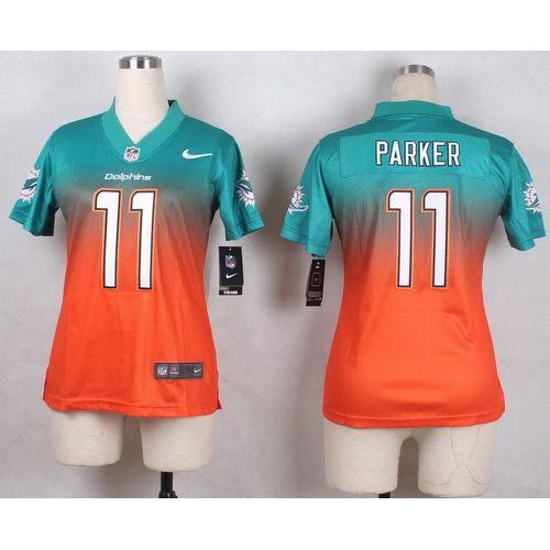 Miami Dolphins #11 DeVante Parker Aqua Green/Orange Women's Stitched Elite Fadeaway Fashion Jersey Womens cheap jerseys for sale - CheapJerseys.Shop