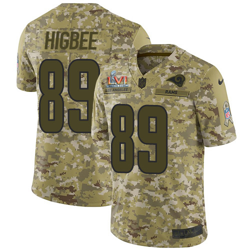 Los Angeles Rams #89 Tyler Higbee Camo Super Bowl LVI Patch Men's Stitched Limited 2018 Salute To Service Jersey Men's cheap jerseys for sale - CheapJerseys.Shop