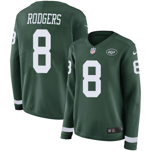 Jets #8 Aaron Rodgers Green Team Color Women's Stitched Limited Therma Long Sleeve Jersey cheap jerseys for sale - CheapJerseys.Shop