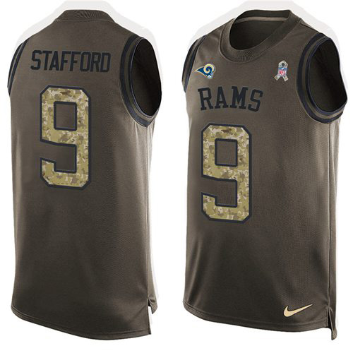 Los Angeles Rams #9 Matthew Stafford Green Men's Stitched Limited Salute To Service Tank Top Jersey cheap jerseys for sale - CheapJerseys.Shop