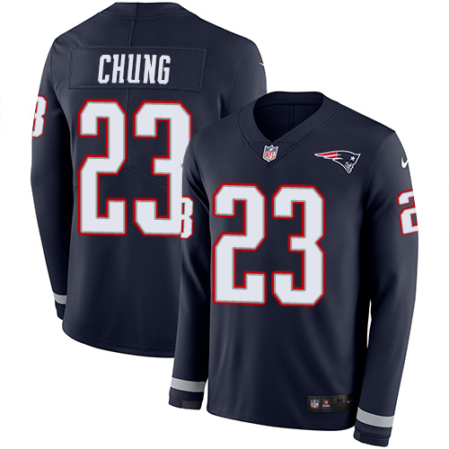 New England Patriots #23 Patrick Chung Navy Blue Team Color Men's Stitched Limited Therma Long Sleeve Jersey Men's cheap jerseys for sale - CheapJerseys.Shop