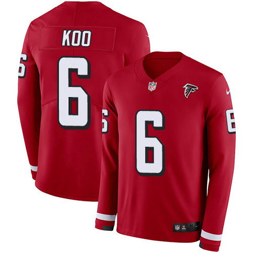 Falcons #6 Younghoe Koo Red Team Color Men's Stitched Limited Therma Long Sleeve Jersey cheap jerseys for sale - CheapJerseys.Shop