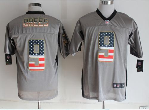 Saints #9 Drew Brees Grey Men's Stitched Elite USA Flag Fashion Jersey cheap jerseys for sale - CheapJerseys.Shop