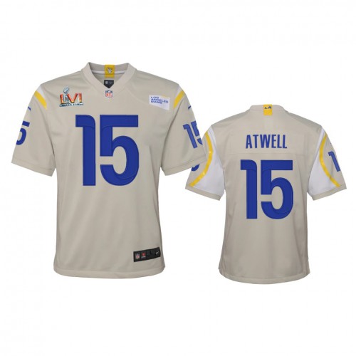 Los Angeles Los Angeles Rams #15 Tutu Atwell Youth Super Bowl LVI Patch Game Jersey - Bone Youth cheap jerseys for sale - CheapJerseys.Shop