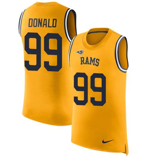 Rams #99 Aaron Donald Gold Men's Stitched Limited Rush Tank Top Jersey cheap jerseys for sale - CheapJerseys.Shop