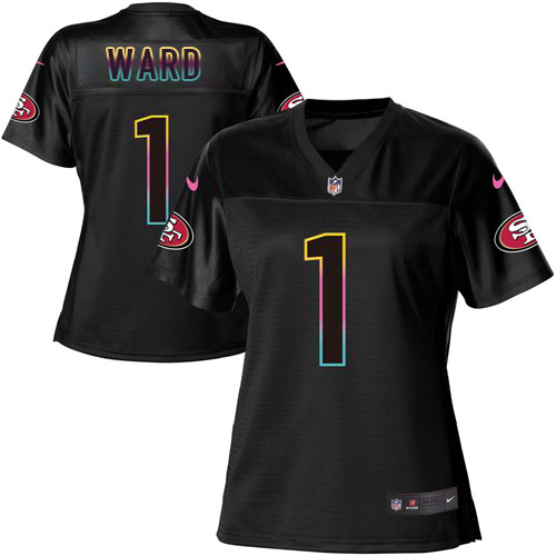 49ers #1 Jimmie Ward Black Women's Fashion Game Jersey cheap jerseys for sale - CheapJerseys.Shop