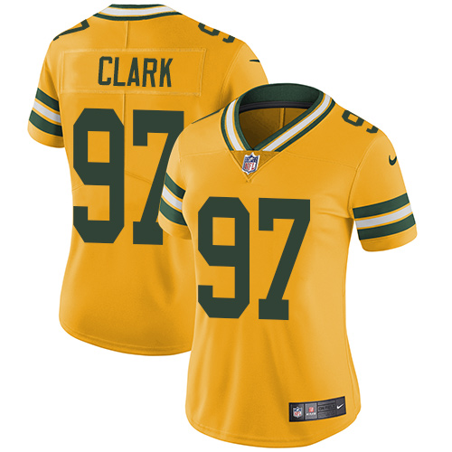 Green Bay Packers #97 Kenny Clark Yellow Women's Stitched Limited Rush Jersey Womens cheap jerseys for sale - CheapJerseys.Shop