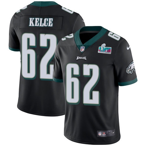 Eagles #62 Jason Kelce Black Super Bowl LVII Patch Alternate Youth Stitched Vapor Untouchable Limited Jersey cheap jerseys for sale - CheapJerseys.Shop