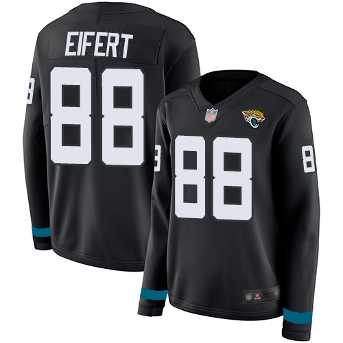 Jacksonville Jaguars #88 Tyler Eifert Black Team Color Women's Stitched Limited Therma Long Sleeve Jersey Womens cheap jerseys for sale - CheapJerseys.Shop