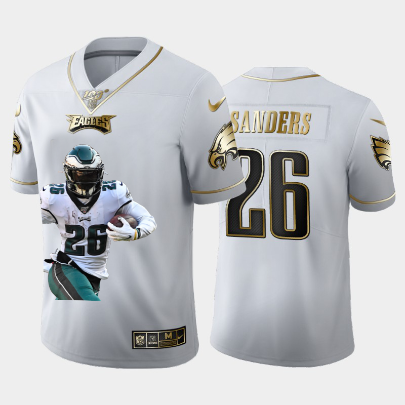 Philadelphia Eagles #26 Miles Sanders Team Hero 3 Vapor Limited 100 Jersey White Golden cheap jerseys for sale - CheapJerseys.Shop