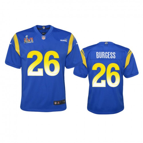 Los Angeles Los Angeles Rams #26 Terrell Burgess Youth Super Bowl LVI Patch Game Jersey - Royal Youth cheap jerseys for sale - CheapJerseys.Shop