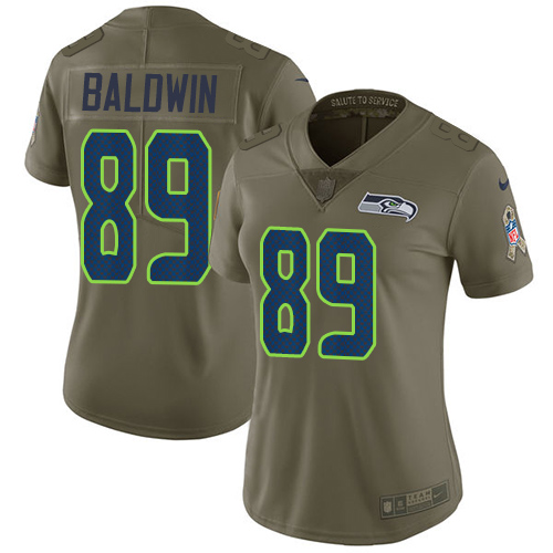 Seattle Seahawks #89 Doug Baldwin Olive Women's Stitched Limited 2017 Salute to Service Jersey Womens cheap jerseys for sale - CheapJerseys.Shop