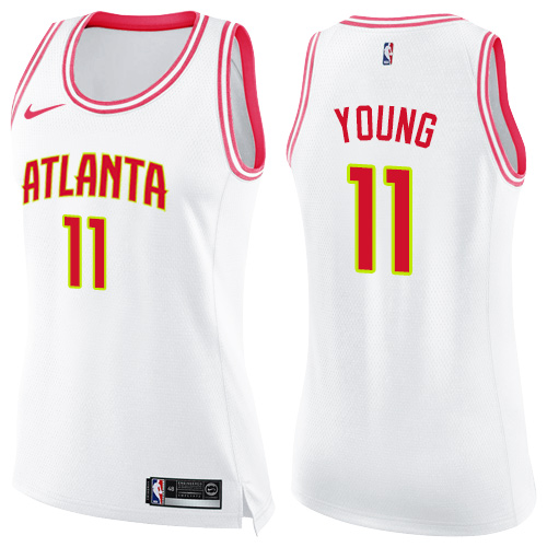 Atlanta Hawks #11 Trae Young White/Pink Womens Swingman Fashion Jersey Womens cheap jerseys for sale - CheapJerseys.Shop
