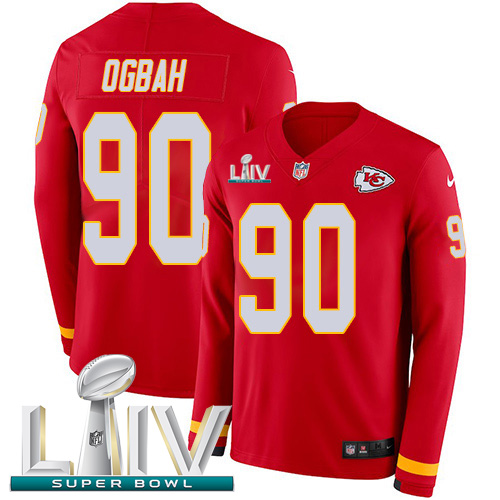 Kansas City Chiefs #90 Emmanuel Ogbah Red Super Bowl LIV 2020 Team Color Youth Stitched Limited Therma Long Sleeve Jersey Youth cheap jerseys for sale - CheapJerseys.Shop