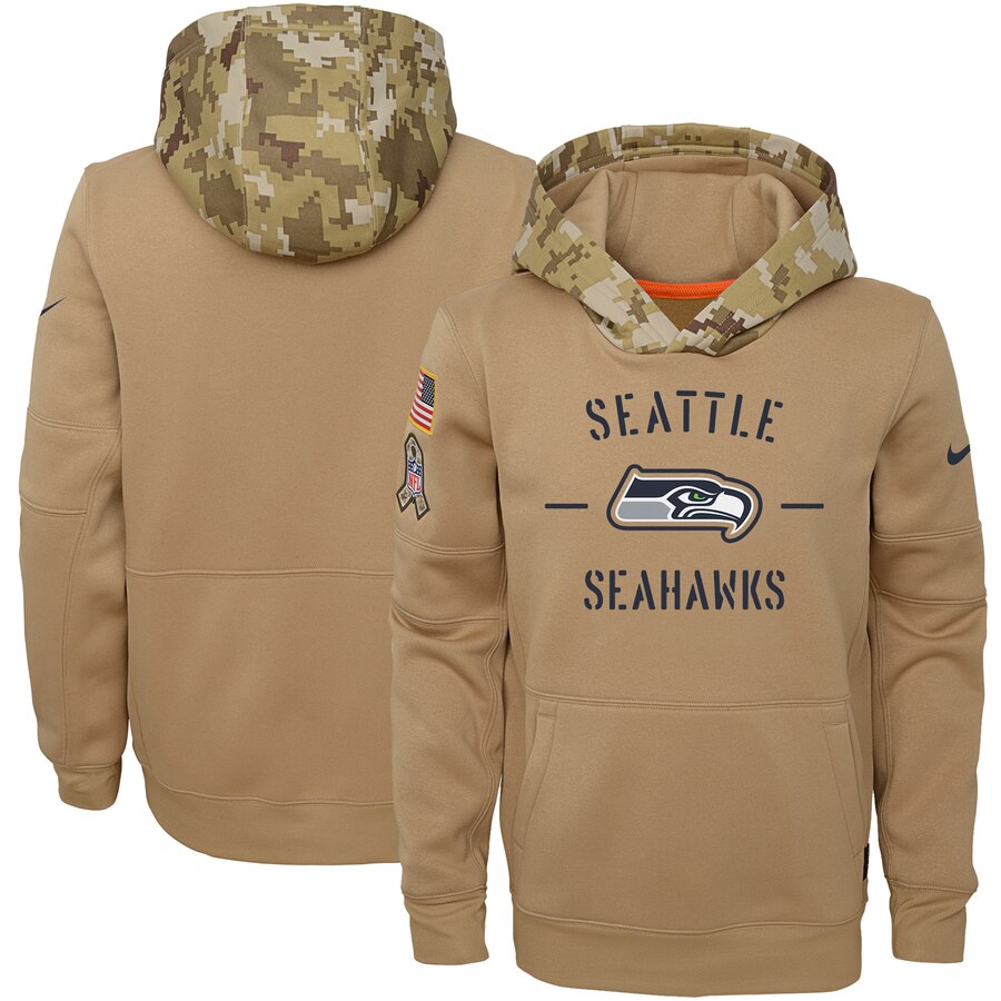 Youth Seattle Seahawks Khaki 2019 Salute To Service Therma Pullover Hoodie cheap jerseys for sale - CheapJerseys.Shop