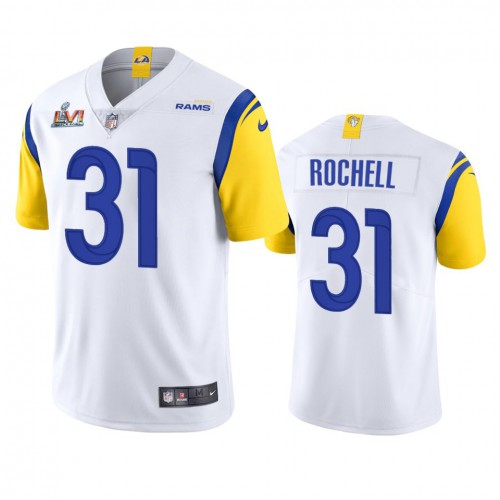 Los Angeles Los Angeles Rams #31 Robert Rochell Men's Super Bowl LVI Patch Alternate Vapor Limited Jersey - White Men's cheap jerseys for sale - CheapJerseys.Shop