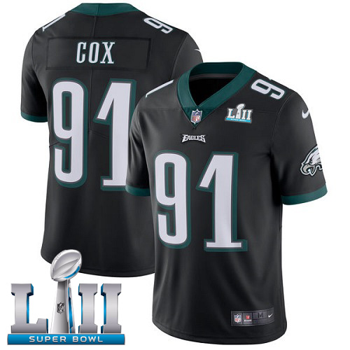 Philadelphia Eagles #91 Fletcher Cox Black Alternate Super Bowl LII Men's Stitched Vapor Untouchable Limited Jersey Men's cheap jerseys for sale - CheapJerseys.Shop