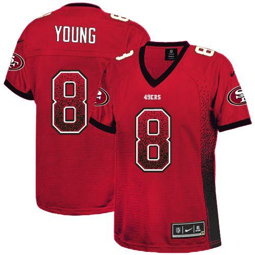 49ers #8 Steve Young Red Team Color Women's Stitched Elite Drift Fashion Jersey cheap jerseys for sale - CheapJerseys.Shop