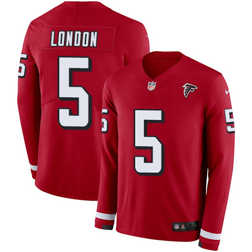 Falcons #5 Drake London Red Team Color Men's Stitched Limited Therma Long Sleeve Jersey cheap jerseys for sale - CheapJerseys.Shop