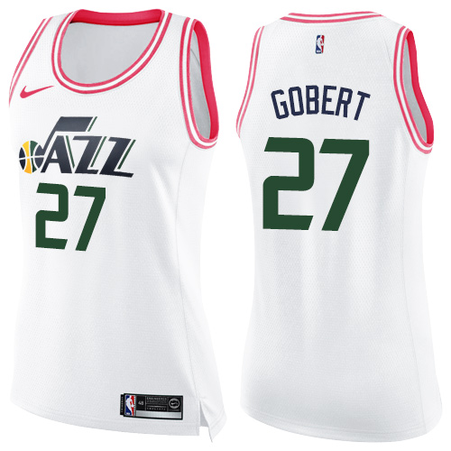 Utah Jazz #27 Rudy Gobert White/Pink Womens Swingman Fashion Jersey Womens cheap jerseys for sale - CheapJerseys.Shop